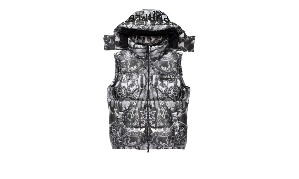 POLY SNAP OFF HOOD PUFFER VEST JET BLACK MULTI "Black" P623 PBMV422