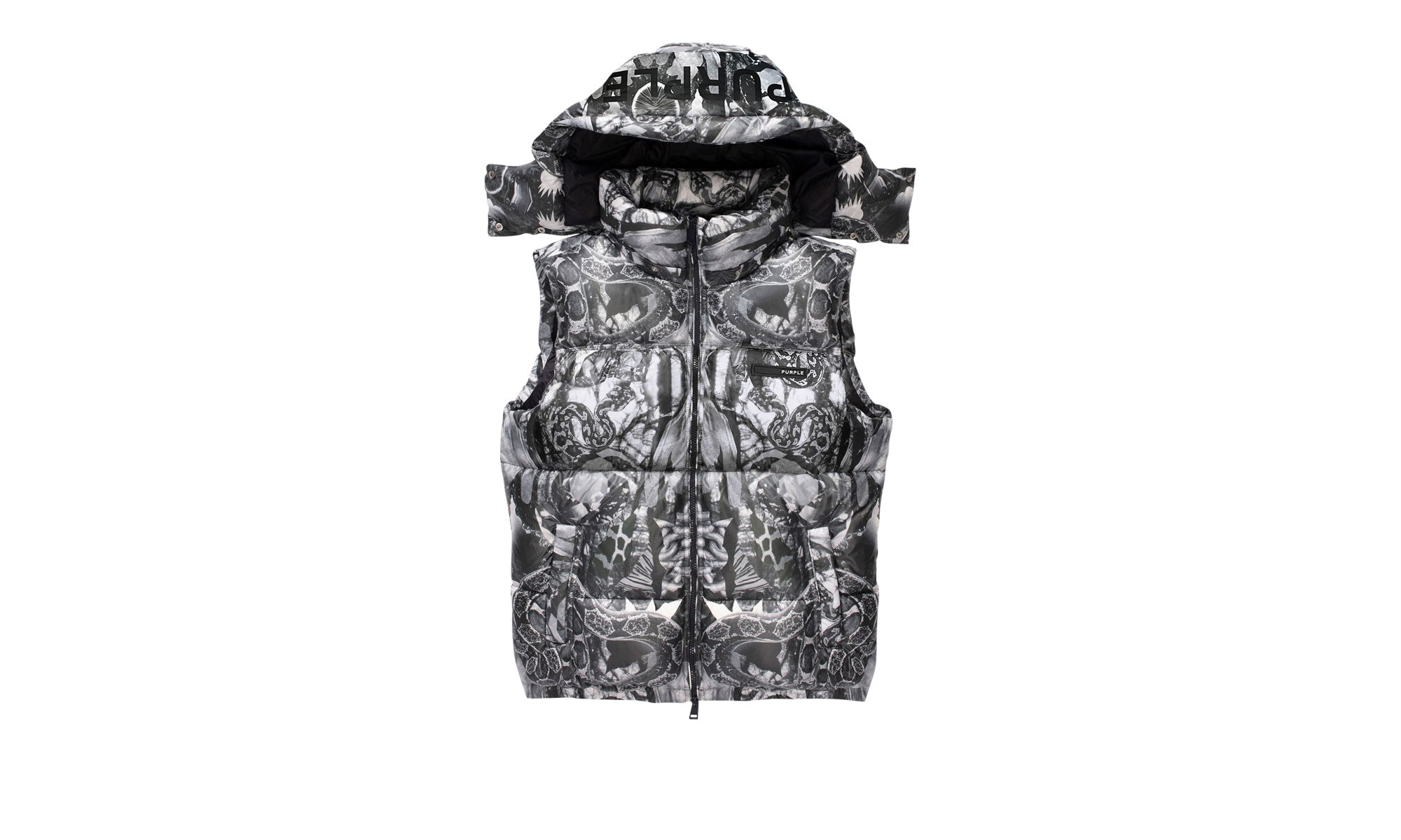 POLY SNAP OFF HOOD PUFFER VEST JET BLACK MULTI "Black" P623 PBMV422