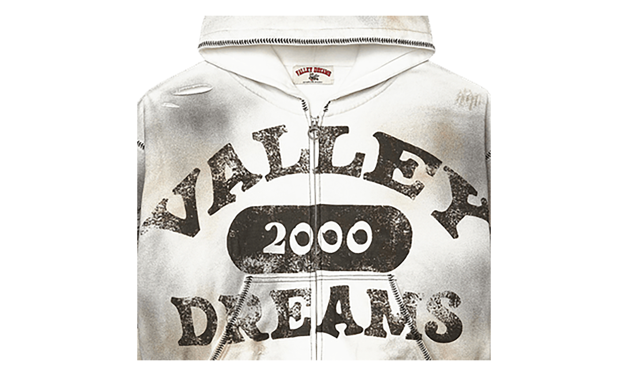 Spiral Zip Up Hoodie "Dark White" 11451 10004VFSZUH DARK