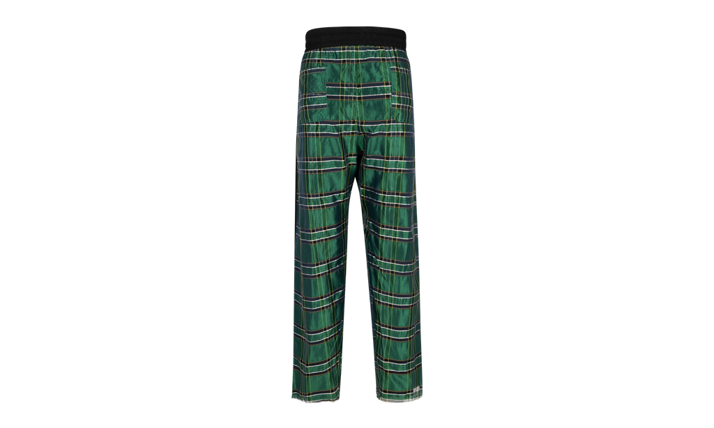 Silk Plaid Track Pants "Green"