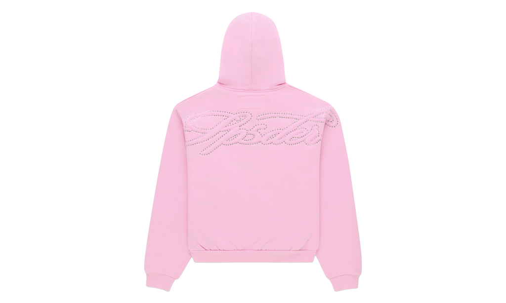 Rhinestone Script Zip Hoodie "Light Pink" SP5der349
