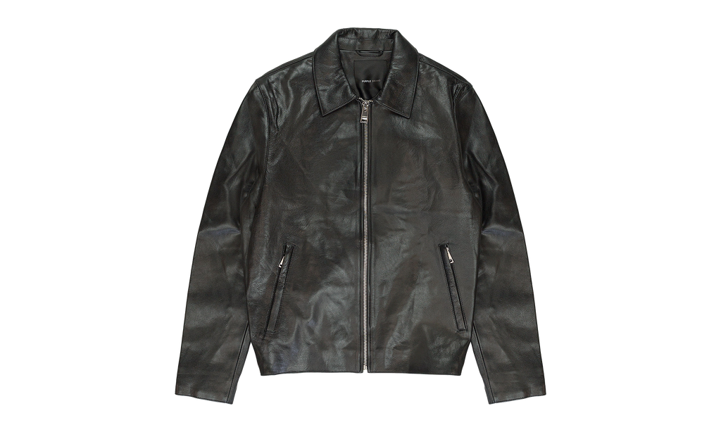 LEATHER ZIP FRONT JACKET "Black" P636 LJBZ423
