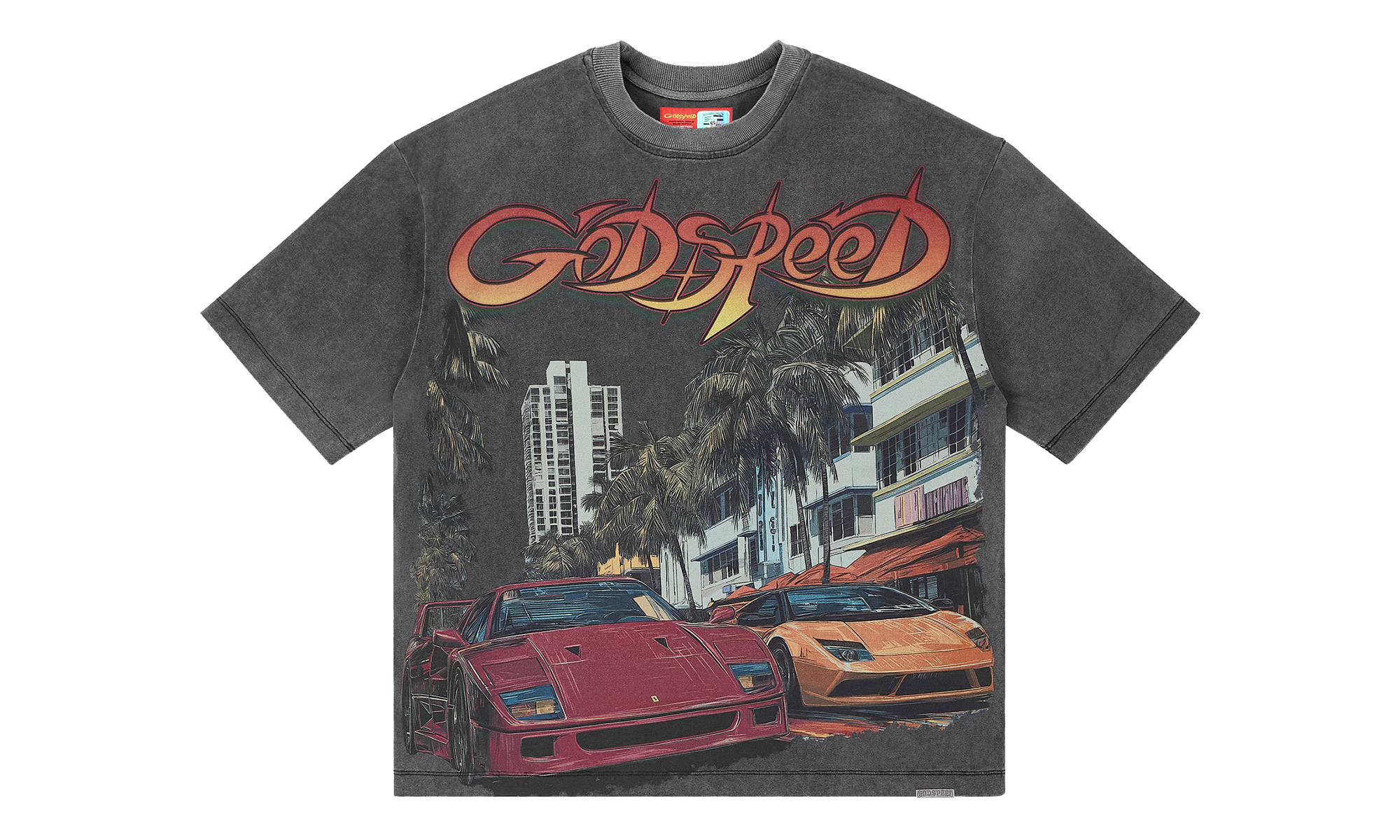 South Beach Drive Miami Superrun T-Shirt "Grey Wash" GS187