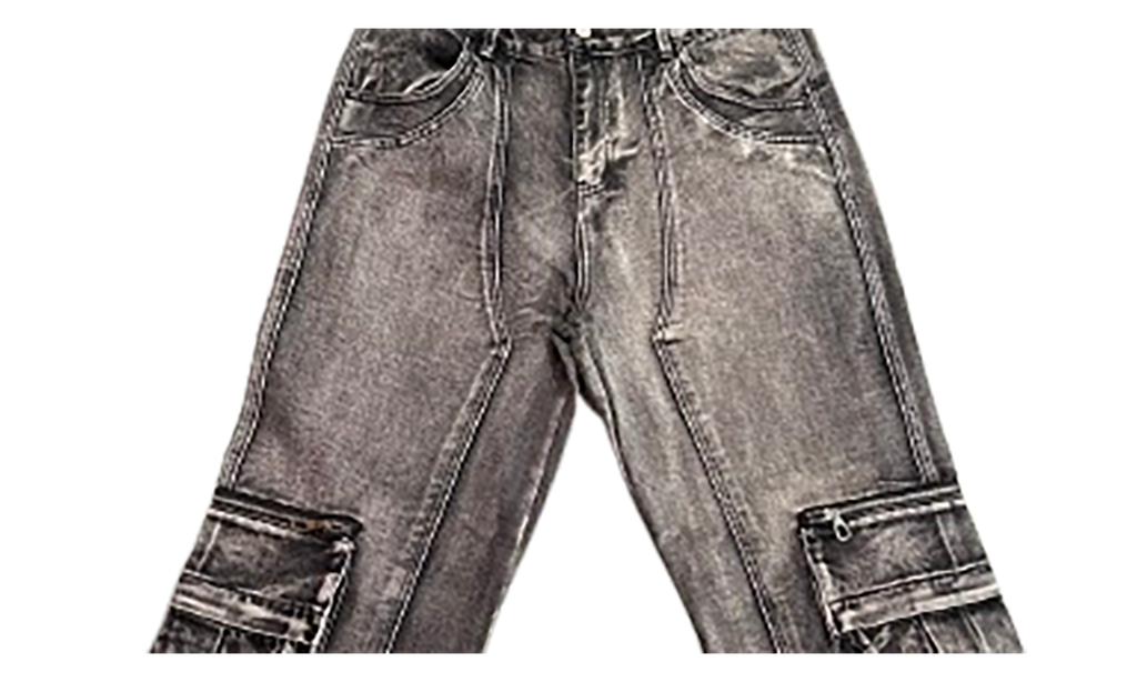 Double Knee Cargo Denim Pants "Black" VAL163