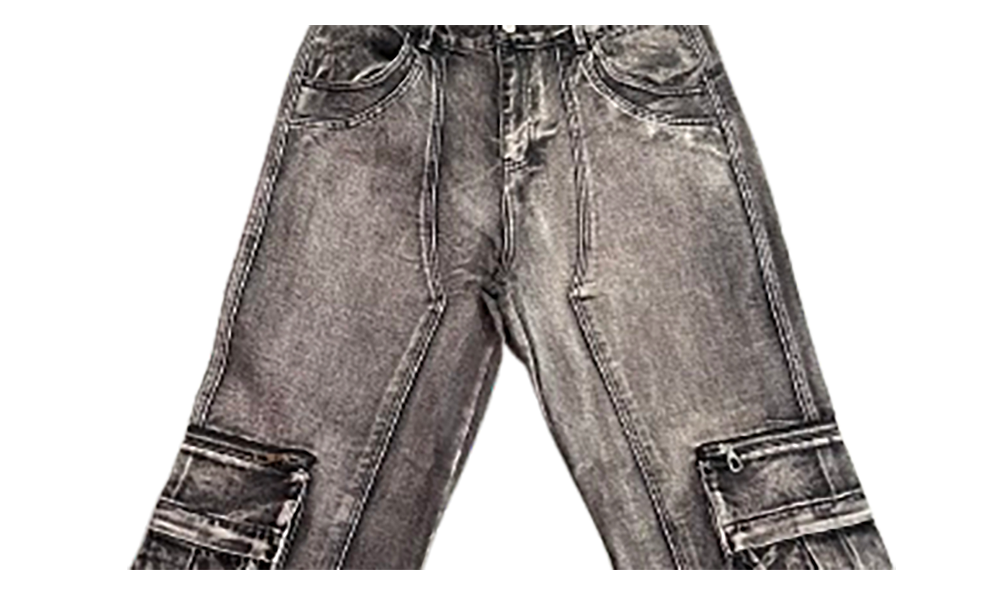Double Knee Cargo Denim Pants "Black" VAL163