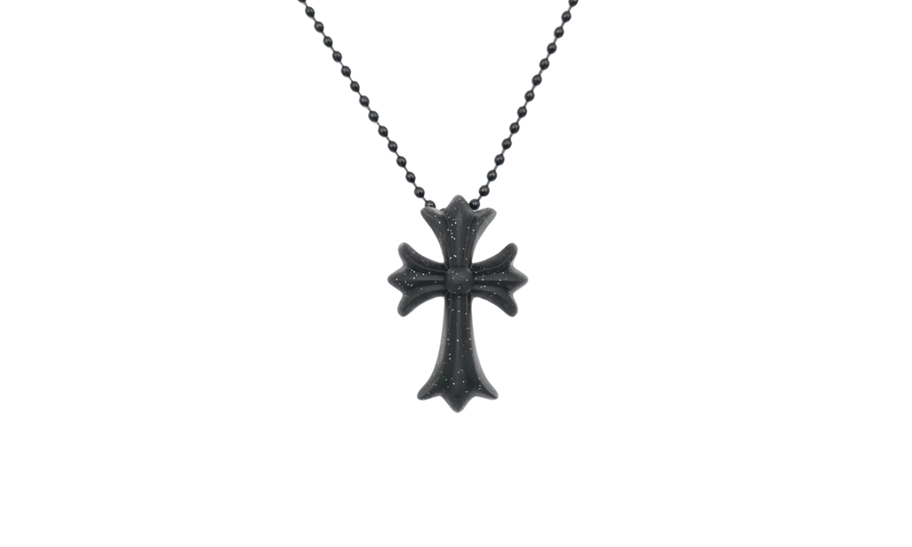 Silicone 30" Necklace "Black Glitter" CHRM0469