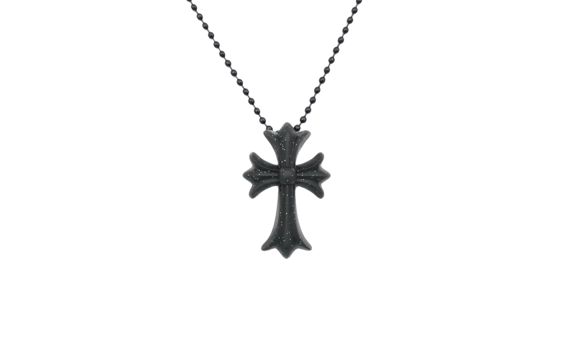Silicone 30" Necklace "Black Glitter" CHRM0469