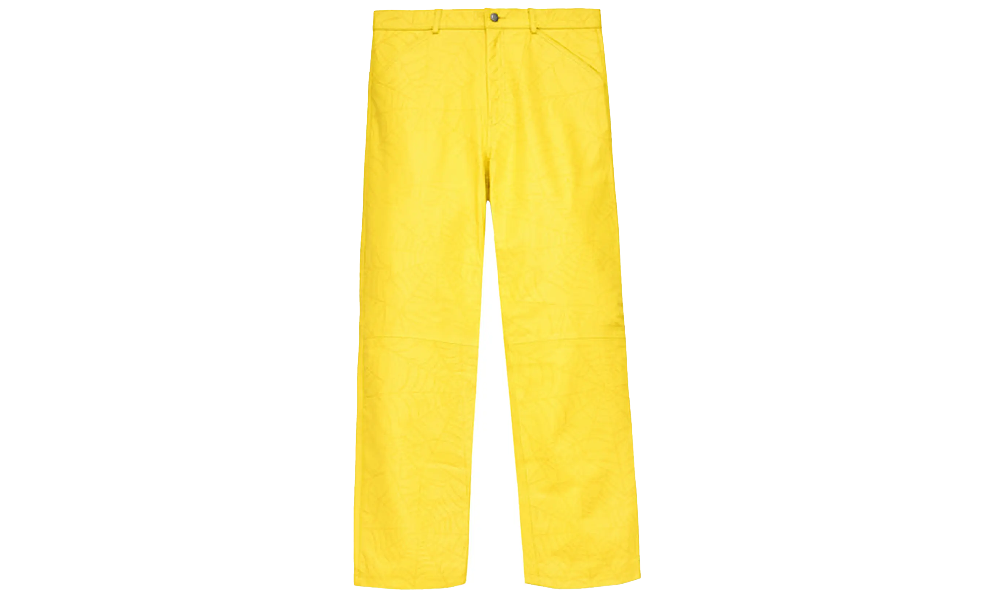 Sp5der Debossed Web Leather Pant "Yellow" M11PA006W2YL