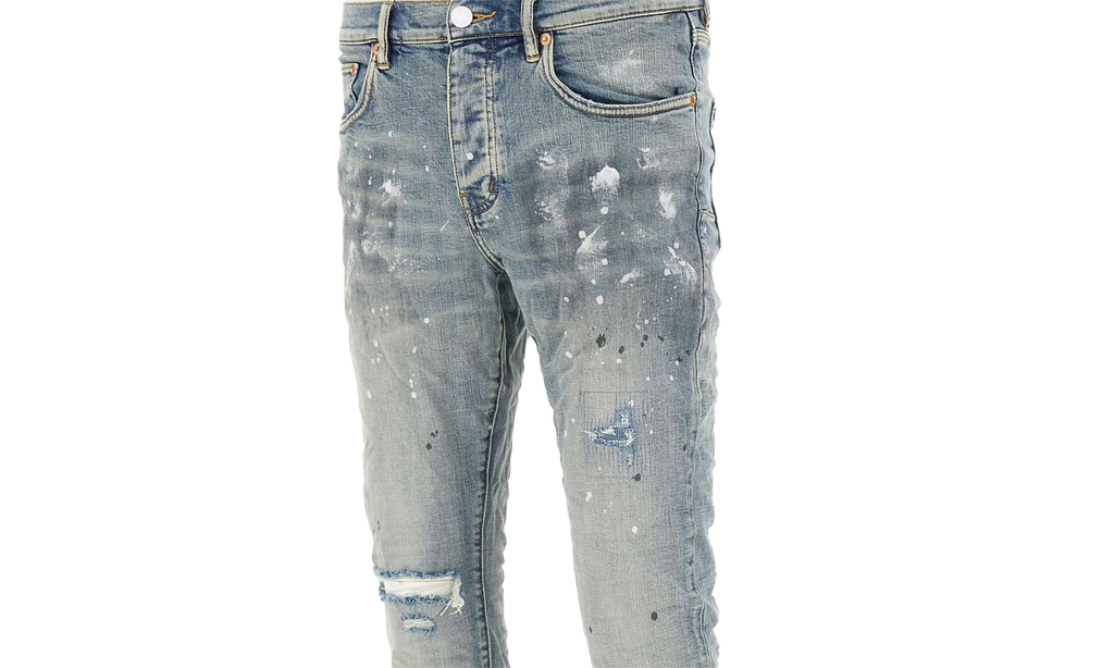 Slim Fit Jeans "LIGHT INDIGO PAINT BLOWOUT" P001 LIA