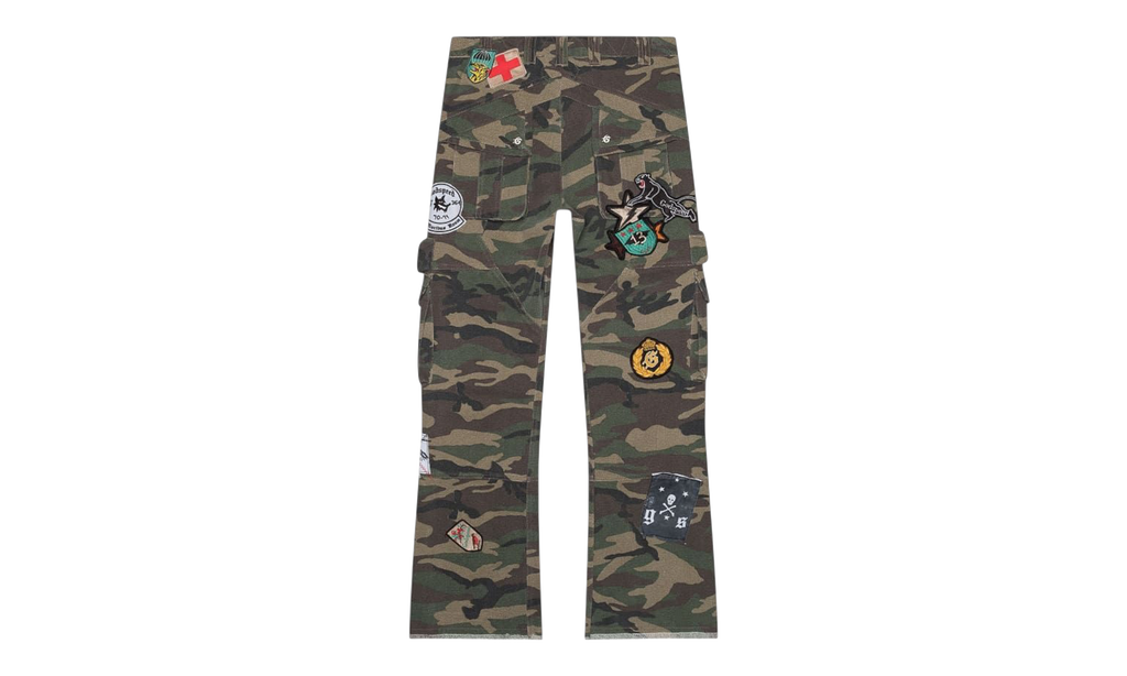 Patchwork Flared Cargo Pants "Camo Green" GS096